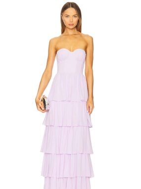 lovers and friends mya midi dress Mya Gown Lovers And Friends Gold
